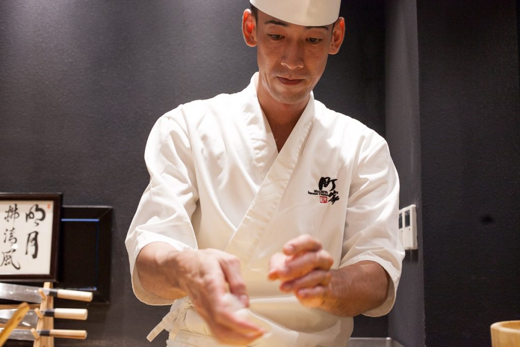 Chef Naoki at Machiya, a Japanese restaurant in Shanghai. Photos by Rachel Gouk. 