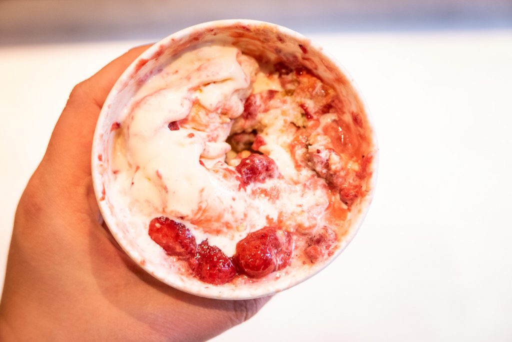 Shake Shack opens in Shanghai's Xintiandi. Here pictured: Straw-Bei Li Cheesecake Concrete for Shanghai. Photo by Rachel Gouk.