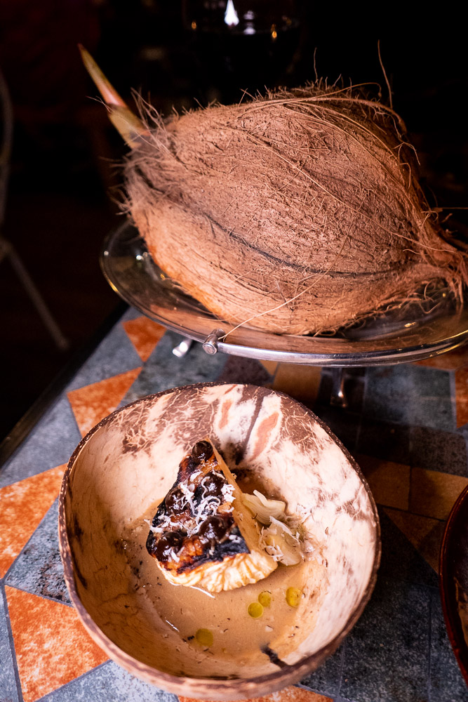 Coconut heart at Botanik, a seasonal, mostly plant-based sustainable restaurant in Shanghai. Photo by Rachel Gouk. 