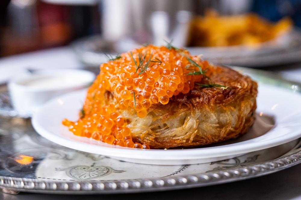 Potato Roesti on the brunch menu at Coquille Seafood Bistro, French restaurant in Shanghai. Photo by Rachel Gouk. 