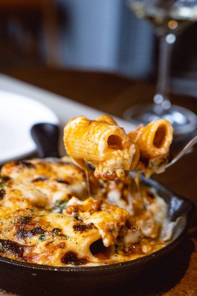 Baked Rigatoni for Brunch at Atto Primo on the Bund, an Italian restaurant in Shanghai. Photo by Rachel Gouk. 