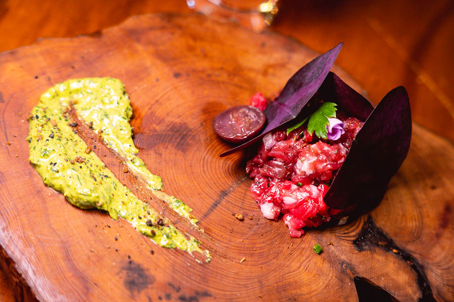 Beef tartare at Perch, a pop-up dining experience by the team behind The Nest, Shanghai. Photo by Rachel Gouk. 