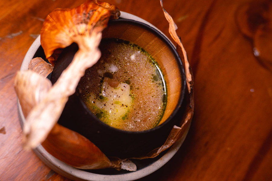 Onion soup  at Perch, a pop-up dining experience by the team behind The Nest, Shanghai. Photo by Rachel Gouk. 