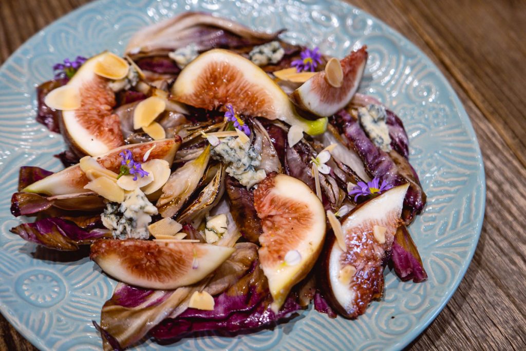 Fig salad at Head in the Clouds, an all-day brunch restaurant in Shanghai. (Photo by Rachel Gouk)