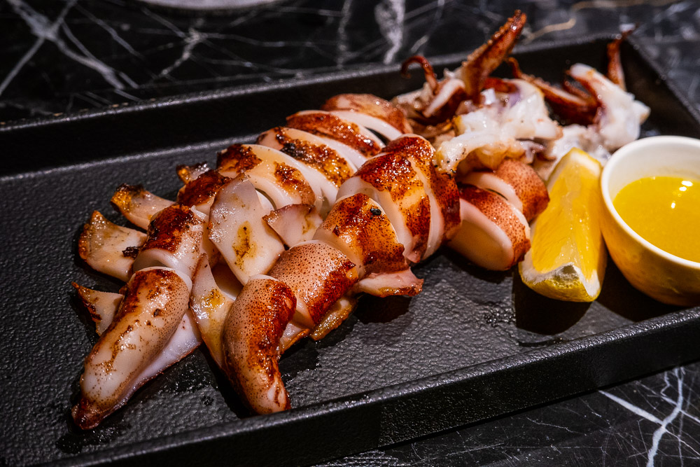Grilled squid at High Yaki, a Japanese restaurant in Shanghai specializing in yakitori and yakiniku. Photo by Rachel Gouk.
