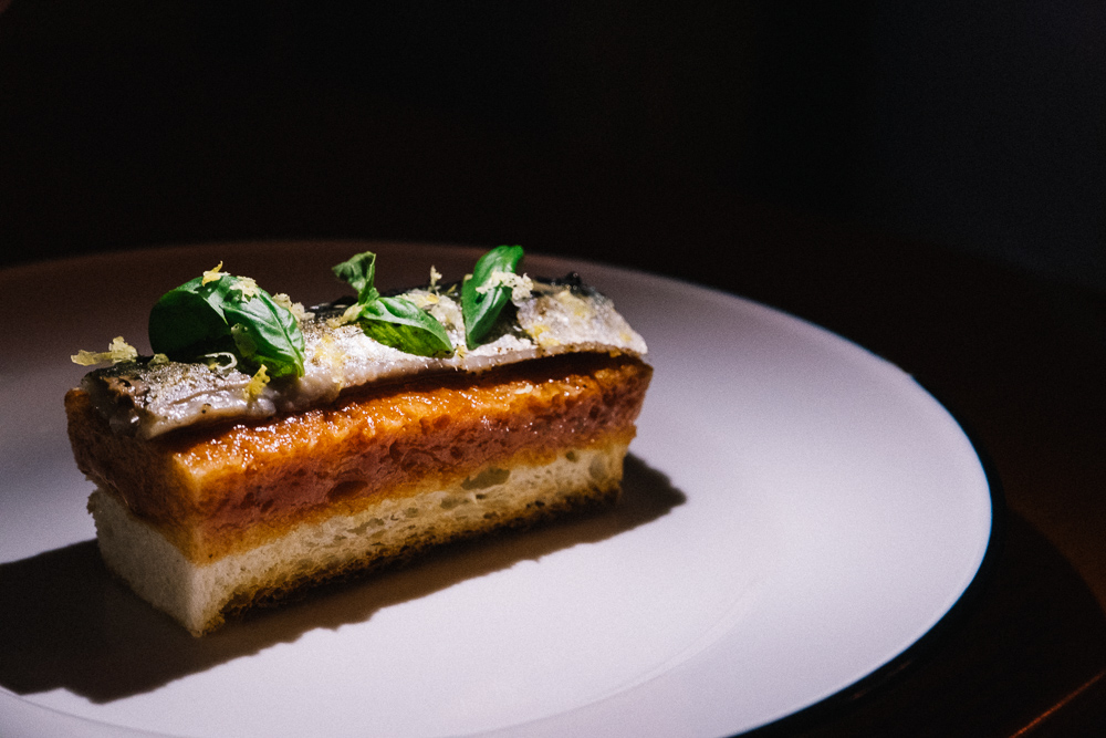 Sardines on toast at SOiF, a natural wine bar in Shanghai that serves French and European-influenced bites. Photo by Rachel Gouk @ Nomfluence. 
