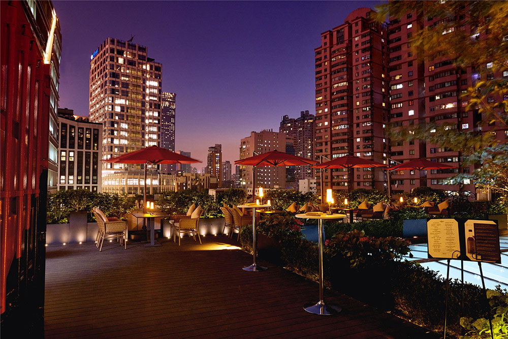 Space for rent: book your private event at this outdoor terrace at Kempinski The One Shanghai. 