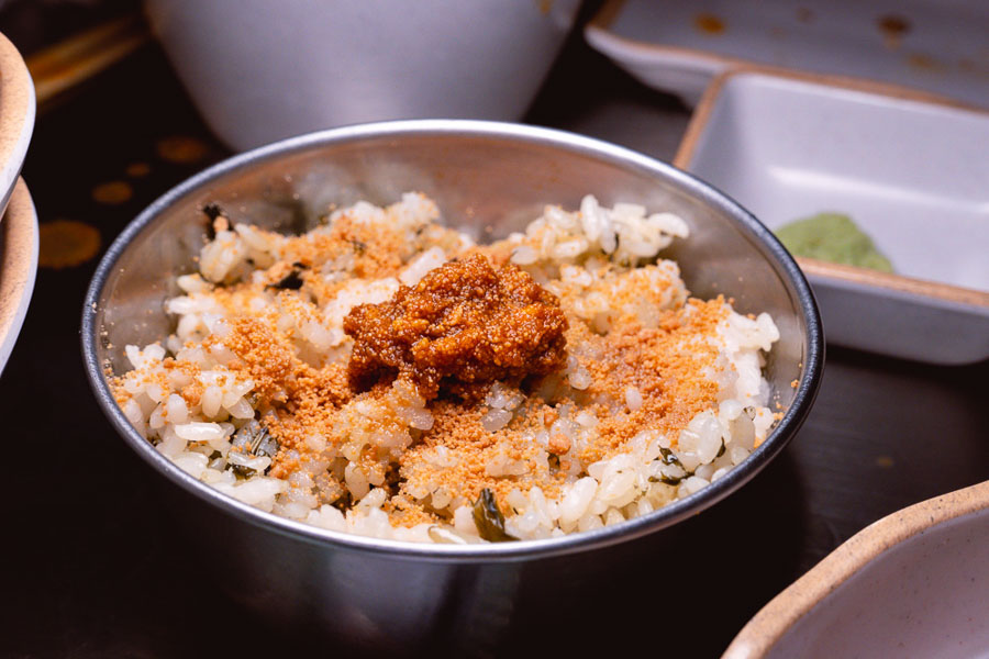 Mentaiko Rice at Botong Sikdang (JIng'an), a Korean restaurant in Shanghai that specializes in grilled pork and banchan. Photo by Rachel Gouk @ Nomfluence. 