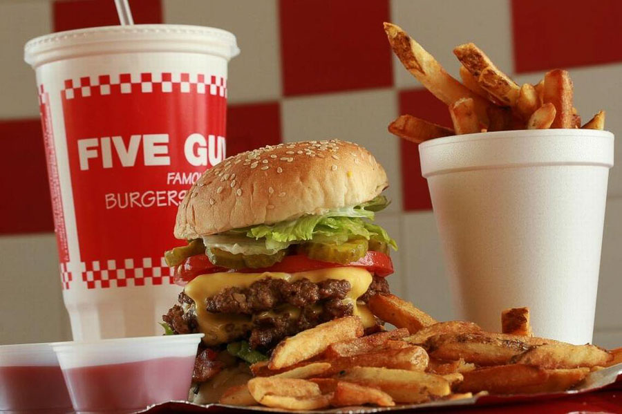 Famed US burger chain Five Guys opens in Shanghai on Shaanxi Lu and Huaihai Zhong Lu. April 2021. Photo by Rachel Gouk @ Nomfluence.