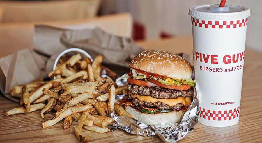 Famed US burger chain Five Guys opens in Shanghai on Shaanxi Lu and Huaihai Zhong Lu. April 2021. Photo by Rachel Gouk @ Nomfluence.