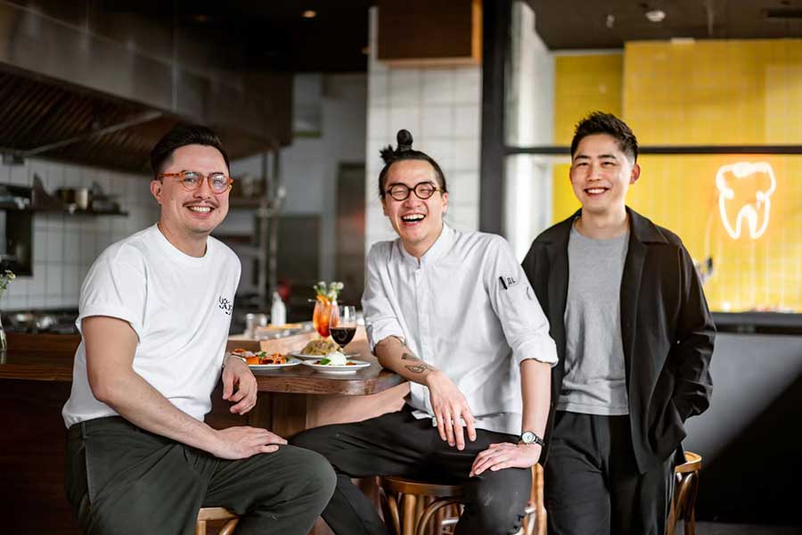 Founders Andrew Moo, Dan Li, and Mike Liu of Yaya's Pasta Bar, a restaurant and bar in Shanghai serving fresh pasta with Chinese flavors and ingredients. @ Nomfluence