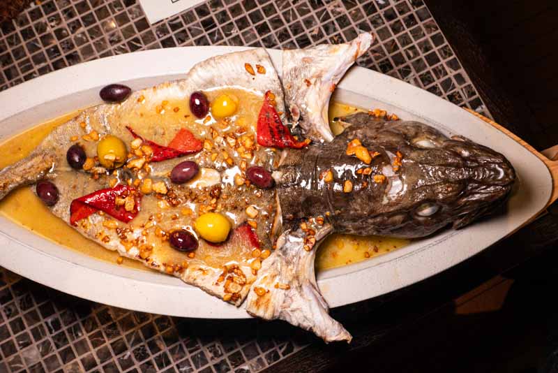 Whole line-caught cod fish at Mediterranean restaurant Terrakota Shanghai. Photo by Rachel Gouk @ Nomfluence