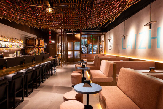 Laizhou Bar is a contemporary Chinese restaurant serving modern Sichuan, Guizhou, and Yunnan food in Shanghai