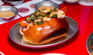 Grumpy Dog is a casual eatery serving gourmet hotdogs and beer in Shanghai