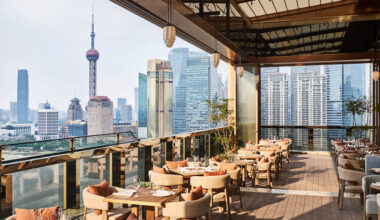 Spago Shanghai by Wolfgang Puck, iconic restaurant on the Bund with great views.