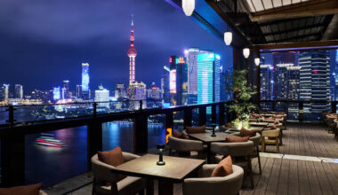 Spago Shanghai by Wolfgang Puck, iconic restaurant on the Bund with great views.