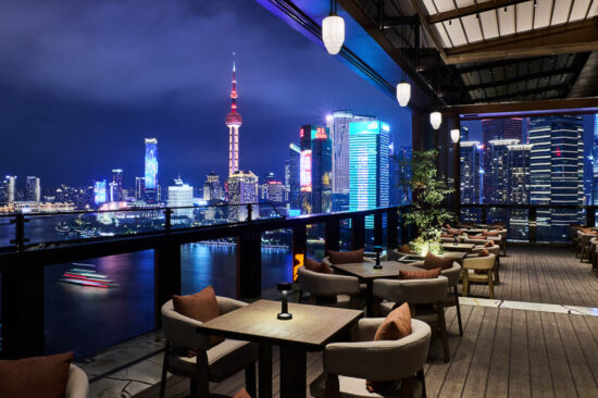 Spago Shanghai by Wolfgang Puck, iconic restaurant on the Bund with great views.