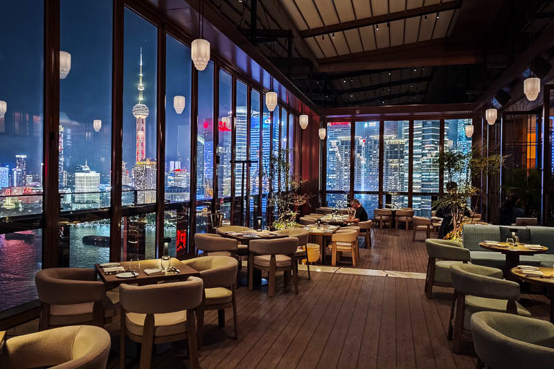 Spago Shanghai by Wolfgang Puck, iconic restaurant on the Bund with great views.