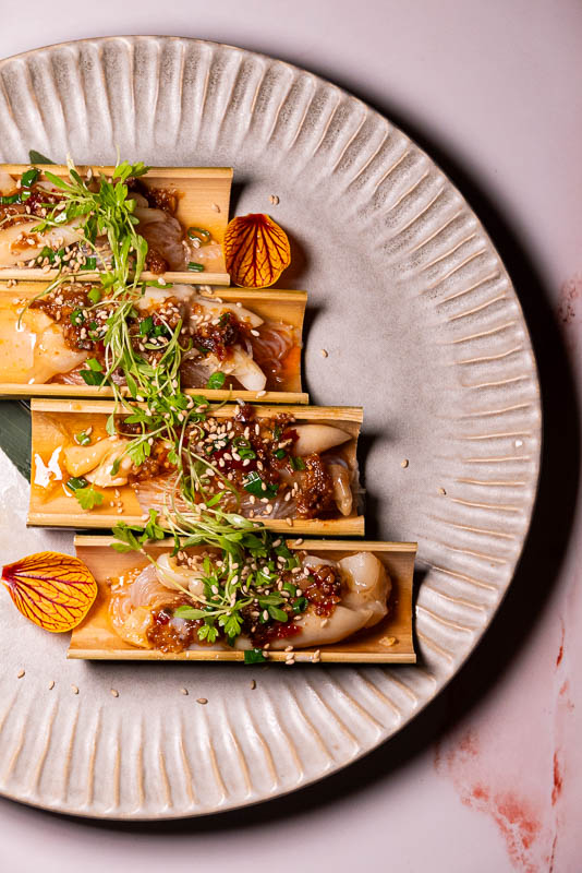 Laizhou Bar is a contemporary Chinese restaurant serving modern Sichuan, Guizhou, and Yunnan food in Shanghai