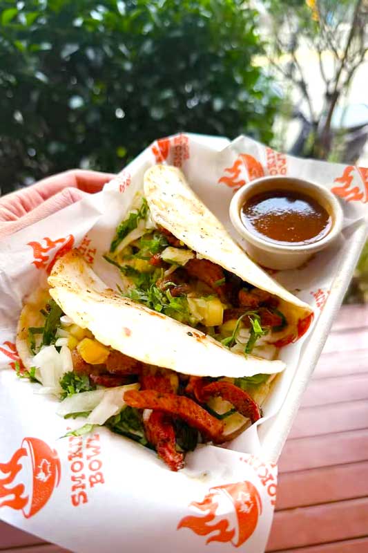 Smokin Bowl - bowls, burritos, sandwiches (tortas), tacos and cinnamon rolls by barbecue restaurant Smokin' Hog in Shanghai. 