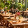 Tropical table setting of Tribe Sky Beach Club Shanghai